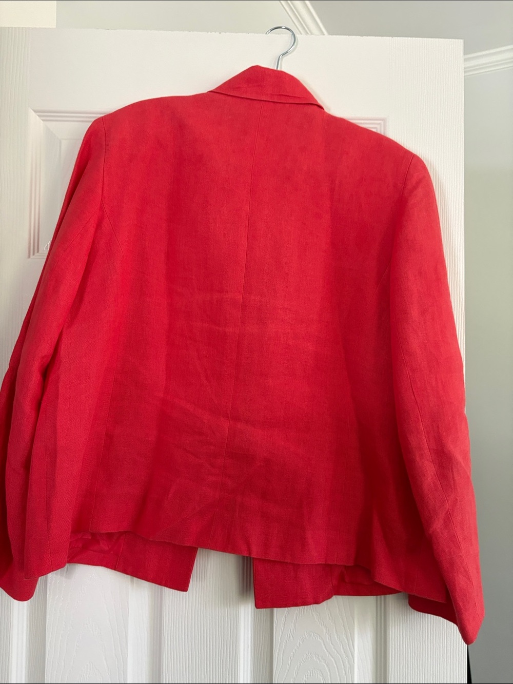 Talbots Vibrant Red Button-Front Blazer-Linen - Picture 2 of 4